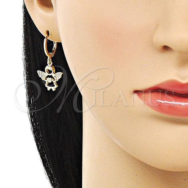 Gold Filled Ring — Dangle Earring Angel and Heart Design with White — alternate product view — SKU 152178 | Oro Laminado anillo — Dangle Earring Angel and corazón diseño with blanco — SKU 152178