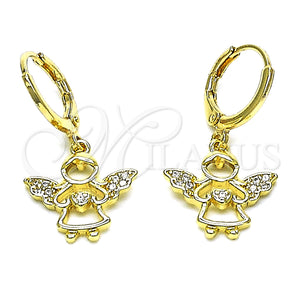 Gold Filled Ring — Dangle Earring Angel and Heart Design with White — main product view — SKU 152178 | Oro Laminado anillo — Dangle Earring Angel and corazón diseño with blanco — SKU 152178