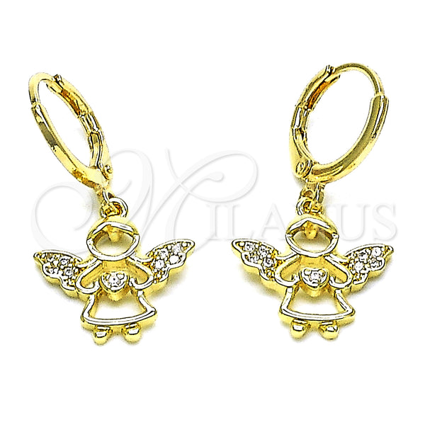 Gold Filled Ring — Dangle Earring Angel and Heart Design with White — main product view — SKU 152178 | Oro Laminado anillo — Dangle Earring Angel and corazón diseño with blanco — SKU 152178