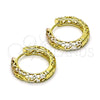 Oro Laminado Huggie Hoop, Gold Filled Style Polished, Tricolor, 02.26.0299.15