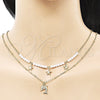 Oro Laminado Fancy Necklace, Gold Filled Style Dolphin and Star Design, with Ivory Pearl, Polished, Golden Finish, 04.213.0287.16 (02 MM Thickness, 16 Inches Length)