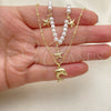 Oro Laminado Fancy Necklace, Gold Filled Style Dolphin and Star Design, with Ivory Pearl, Polished, Golden Finish, 04.213.0287.16 (02 MM Thickness, 16 Inches Length)
