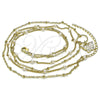 Oro Laminado Fancy Necklace, Gold Filled Style Butterfly and Moon Design, with White Micro Pave and Ivory Pearl, White Enamel Finish, Golden Finish, 04.213.0288.16 (01 MM Thickness, 16 Inches Length)