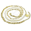 Oro Laminado Fancy Necklace, Gold Filled Style Flower and Paperclip Design, with Ivory Pearl, Polished, Golden Finish, 04.213.0290.16 (03 MM Thickness, 16 Inches Length)