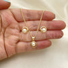 Oro Laminado Earring and Pendant Adult Set, Gold Filled Style with Ivory Pearl, Polished, Golden Finish, 10.156.0469
