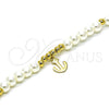 Oro Laminado Fancy Bracelet, Gold Filled Style Anchor and Ball Design, with Ivory Pearl, Polished, Golden Finish, 03.405.0015.07 (06 MM Thickness, 7 Inches Length)