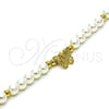 Oro Laminado Fancy Bracelet, Gold Filled Style Butterfly and Ball Design, with Ivory Pearl, Polished, Golden Finish, 03.405.0017.07 (06 MM Thickness, 7 Inches Length)
