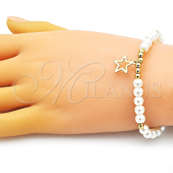 Gold Filled Bracelet — Fancy Bracelet Star and Ball Design with Ivory — alternate product view — SKU 152219 | Oro Laminado brazalete — elegante Bracelet estrella and Ball diseño with Ivory — SKU 152219