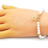 Oro Laminado Fancy Bracelet, Gold Filled Style Star and Ball Design, with Ivory Pearl, Polished, Golden Finish, 03.405.0018.07 (06 MM Thickness, 7 Inches Length)