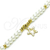 Oro Laminado Fancy Bracelet, Gold Filled Style Star and Ball Design, with Ivory Pearl, Polished, Golden Finish, 03.405.0018.07 (06 MM Thickness, 7 Inches Length)