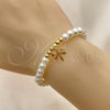 Oro Laminado Fancy Bracelet, Gold Filled Style Dragon-Fly and Ball Design, with Ivory Pearl, Polished, Golden Finish, 03.405.0019.07 (06 MM Thickness, 7 Inches Length)