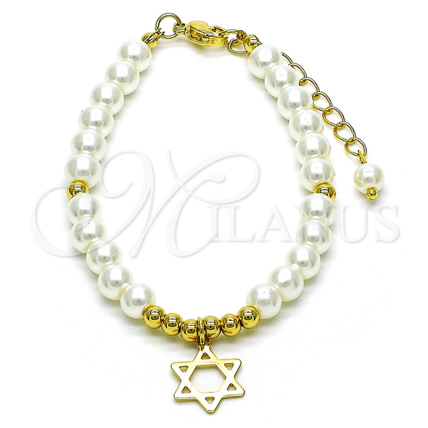 Gold Filled Bracelet — Fancy Bracelet Judaica and Star of David Design — main product view — SKU 152221 | Oro Laminado brazalete — elegante Bracelet Judaica and estrella of David diseño — SKU 152221