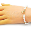 Oro Laminado Fancy Bracelet, Gold Filled Style Star and Ball Design, with Ivory Pearl, Polished, Golden Finish, 03.405.0021.07 (06 MM Thickness, 7 Inches Length)