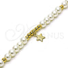 Oro Laminado Fancy Bracelet, Gold Filled Style Star and Ball Design, with Ivory Pearl, Polished, Golden Finish, 03.405.0021.07 (06 MM Thickness, 7 Inches Length)