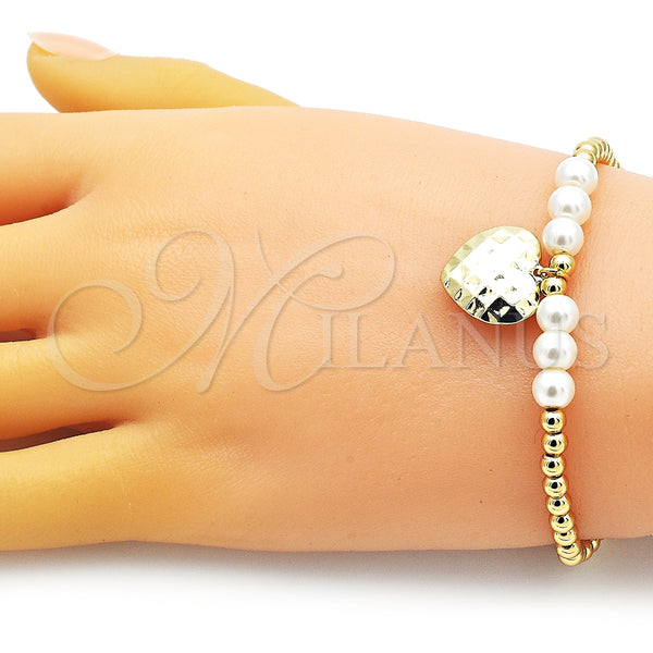 Gold Filled Bracelet — Fancy Bracelet Expandable Bead and Heart Design with — alternate product view — SKU 152223 | Oro Laminado brazalete — elegante Bracelet Expandable Bead and corazón diseño with — SKU 152223