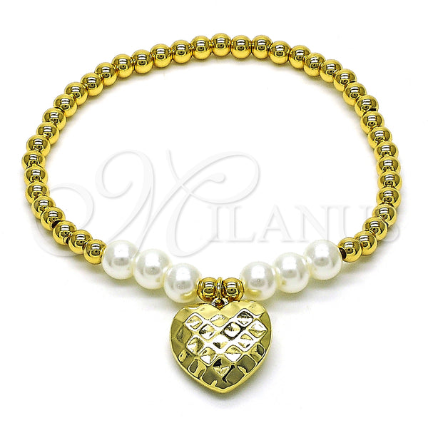 Gold Filled Bracelet — Fancy Bracelet Expandable Bead and Heart Design with — main product view — SKU 152223 | Oro Laminado brazalete — elegante Bracelet Expandable Bead and corazón diseño with — SKU 152223