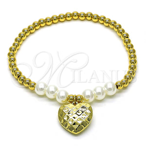 Gold Filled Bracelet — Fancy Bracelet Expandable Bead and Heart Design with — main product view — SKU 152223 | Oro Laminado brazalete — elegante Bracelet Expandable Bead and corazón diseño with — SKU 152223