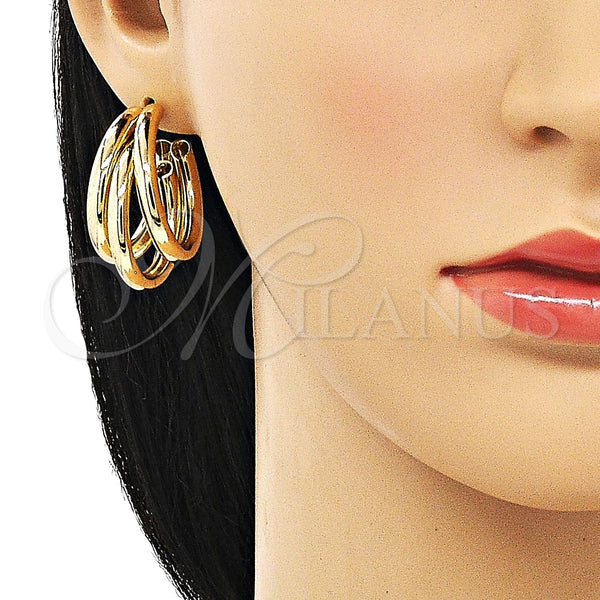 Gold Filled Hoop Earrings — Medium Hoop Hollow Design Polished 02. — alternate product view — SKU 152228 | Oro Laminado aretes de aro — Medium Hoop Hollow diseño pulido 02. — SKU 152228
