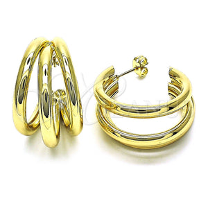 Gold Filled Hoop Earrings — Medium Hoop Hollow Design Polished 02. — main product view — SKU 152228 | Oro Laminado aretes de aro — Medium Hoop Hollow diseño pulido 02. — SKU 152228