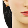 Oro Laminado Stud Earring, Gold Filled Style with Garnet Cubic Zirconia, Polished, Golden Finish, 02.213.0358.1