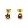 Oro Laminado Stud Earring, Gold Filled Style with Garnet Cubic Zirconia, Polished, Golden Finish, 02.213.0358.1