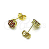 Oro Laminado Stud Earring, Gold Filled Style with Garnet Cubic Zirconia, Polished, Golden Finish, 02.213.0358.1