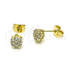 Oro Laminado Stud Earring, Gold Filled Style Flower Design, with White Cubic Zirconia, Polished, Golden Finish, 02.213.0358.2