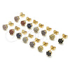 Oro Laminado Stud Earring, Gold Filled Style Flower Design, with White Cubic Zirconia, Polished, Golden Finish, 02.213.0358.2