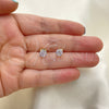 Oro Laminado Stud Earring, Gold Filled Style with Amethyst Cubic Zirconia, Polished, Golden Finish, 02.213.0358.5