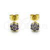 Oro Laminado Stud Earring, Gold Filled Style with Amethyst Cubic Zirconia, Polished, Golden Finish, 02.213.0358.5