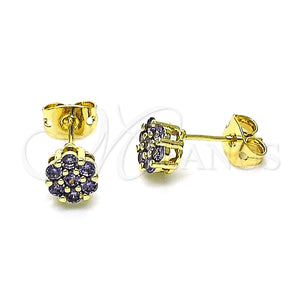Gold Filled Ring — Stud Earring with Amethyst Cubic Zirconia Polished 02. — main product view — SKU 152236 | Oro Laminado anillo — Stud Earring with Amethyst Cubic Zirconia pulido 02. — SKU 152236