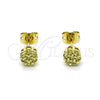 Oro Laminado Stud Earring, Gold Filled Style with Light Yellow Cubic Zirconia, Polished, Golden Finish, 02.213.0358.6