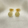 Oro Laminado Stud Earring, Gold Filled Style with Light Yellow Cubic Zirconia, Polished, Golden Finish, 02.213.0358.6