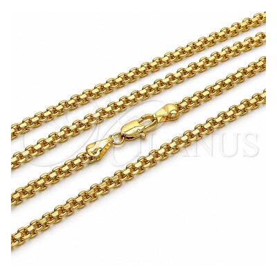 Oro Laminado Basic Necklace, Gold Filled Style Bismark Design, Polished, Golden Finish, 04.213.0263.24 (04 MM Thickness, 24 Inches Length)