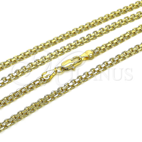 Oro Laminado Basic Necklace, Gold Filled Style Bismark Design, Polished, Golden Finish, 04.213.0263.24 (04 MM Thickness, 24 Inches Length)