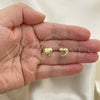 Oro Laminado Stud Earring, Gold Filled Style Heart Design, Polished, Golden Finish, 02.342.0261
