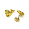 Oro Laminado Stud Earring, Gold Filled Style Heart Design, Polished, Golden Finish, 02.342.0261
