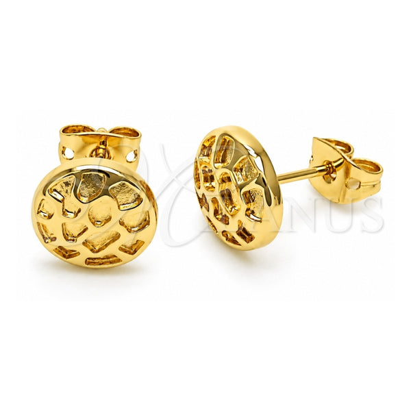 Oro Laminado Stud Earring, Gold Filled Style Polished, Golden Finish, 02.342.0263