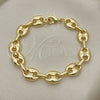 Oro Laminado Fancy Bracelet, Gold Filled Style Puff Mariner Design, Polished, Golden Finish, 04.372.0002.08