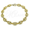 Oro Laminado Fancy Anklet, Gold Filled Style Puff Mariner Design, Polished, Golden Finish, 04.372.0002.10