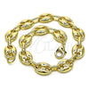 Oro Laminado Fancy Anklet, Gold Filled Style Puff Mariner Design, Polished, Golden Finish, 04.372.0002.10 (Thickness, 10 Inches Length)