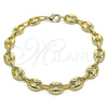 Oro Laminado Fancy Anklet, Gold Filled Style Puff Mariner Design, Polished, Golden Finish, 04.372.0002.10 (Thickness, 10 Inches Length)