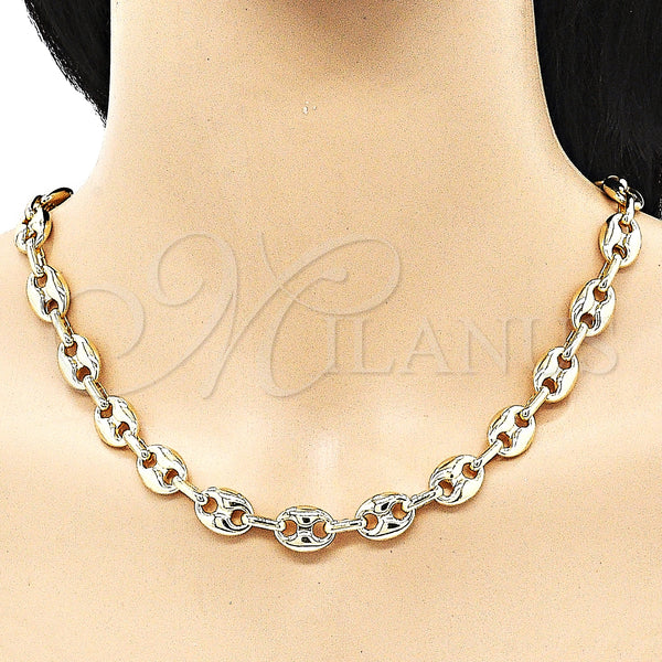 Gold Filled Necklace — Fancy Necklace Puff Mariner Design Polished 04. Thickness — alternate product view — SKU 152284 | Oro Laminado collar — elegante Necklace Puff Mariner diseño pulido 04. Thickness — SKU 152284