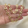 Oro Laminado Fancy Necklace, Gold Filled Style Puff Mariner Design, Polished, Golden Finish, 04.372.0002.24 (Thickness, 24 Inches Length)