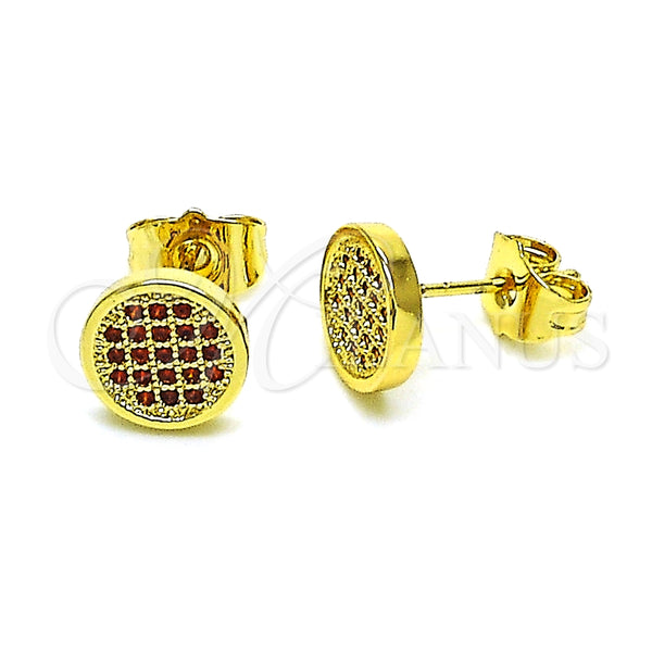 Gold Filled Ring — Stud Earring with Garnet Micro Pave Polished 02. — main product view — SKU 152285 | Oro Laminado anillo — Stud Earring with Garnet Micro Pave pulido 02. — SKU 152285
