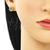 Oro Laminado Stud Earring, Gold Filled Style with Green Micro Pave, Polished, Golden Finish, 02.344.0125.2