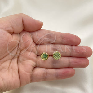 Gold Filled Ring — Stud Earring with Green Micro Pave Polished 02. — main product view — SKU 152286 | Oro Laminado anillo — Stud Earring with Green Micro Pave pulido 02. — SKU 152286
