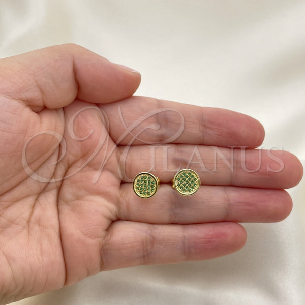 Gold Filled Ring — Stud Earring with Green Micro Pave Polished 02. — main product view — SKU 152286 | Oro Laminado anillo — Stud Earring with Green Micro Pave pulido 02. — SKU 152286