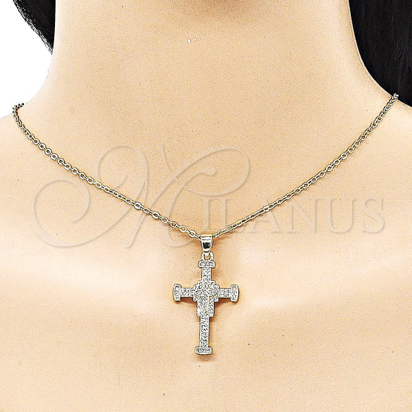 Gold Filled Pendant — Religious Pendant Cross Design with White Micro Pave — alternate product view — SKU 152287 | Oro Laminado dije — Religious Pendant cruz diseño with blanco Micro Pave — SKU 152287