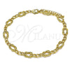 Oro Laminado Fancy Anklet, Gold Filled Style Polished, Golden Finish, 03.319.0012.10 (08 MM Thickness, 10 Inches Length)